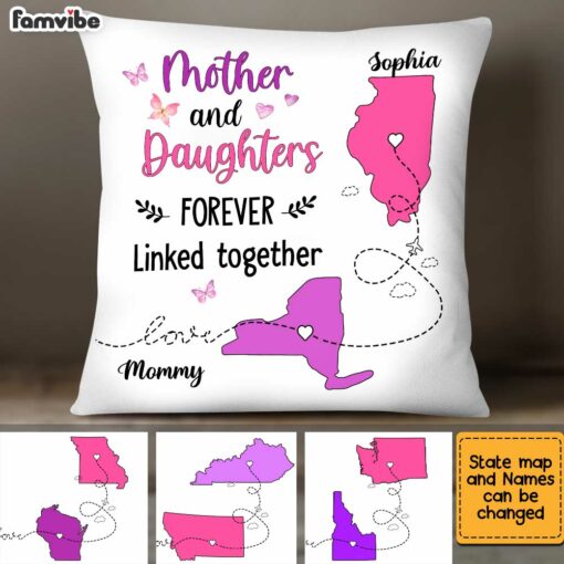 Personalized Long Distance Daughter Forever Linked Pillow