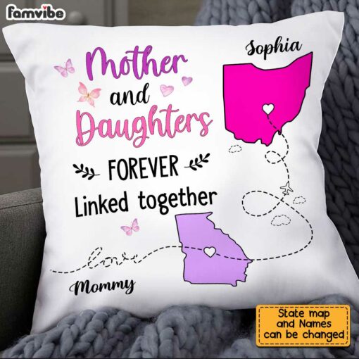 Personalized Long Distance Daughter Forever Linked Pillow