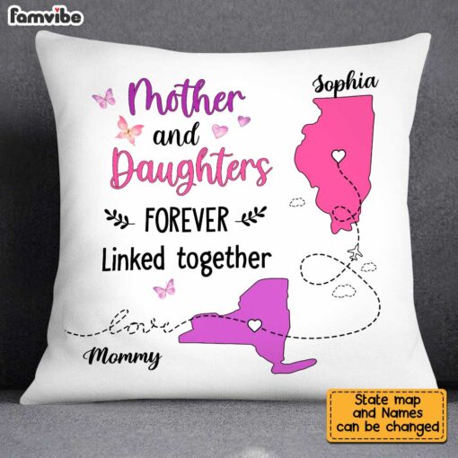 Personalized Long Distance Daughter Forever Linked Pillow