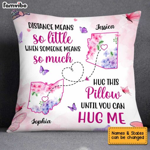 Personalized Long Distance Floral Map Pillow