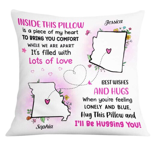 Personalized Long Distance Floral Pillow