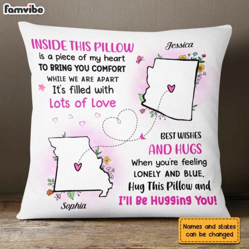 Personalized Long Distance Floral Pillow