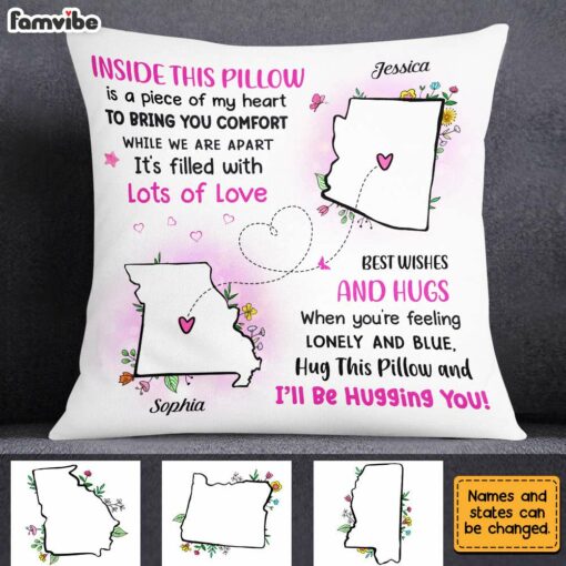 Personalized Long Distance Floral Pillow