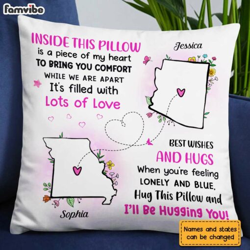 Personalized Long Distance Floral Pillow