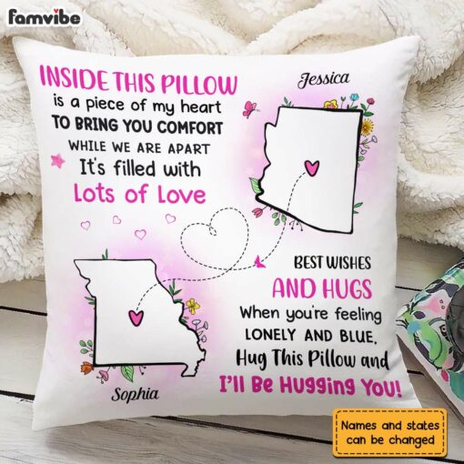 Personalized Long Distance Floral Pillow