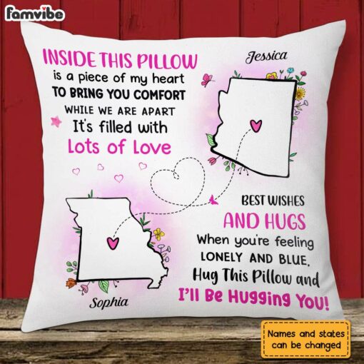 Personalized Long Distance Floral Pillow