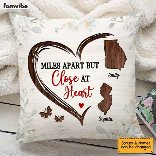 Personalized Long Distance Miles Apart But Close At Heart Pillow