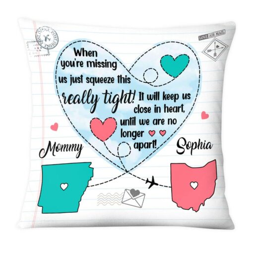 Personalized Long Distance Missing You Mom Pillow