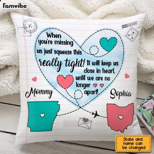 Personalized Long Distance Missing You Mom Pillow