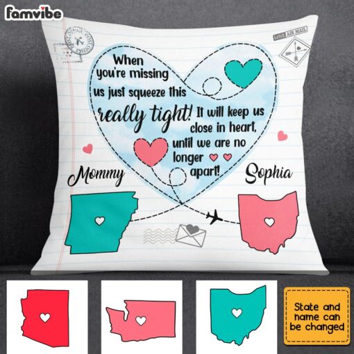 Personalized Long Distance Missing You Mom Pillow