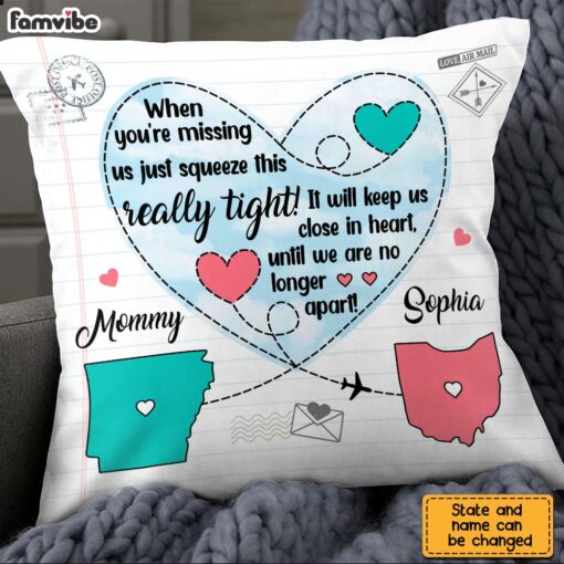 Personalized Long Distance Missing You Mom Pillow