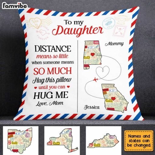 Personalized Long Distance Mom Daughter Pillow