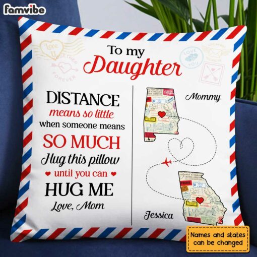 Personalized Long Distance Mom Daughter Pillow