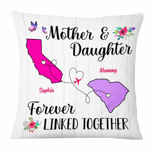 Personalized Long Distance Mom Forever Linked Pillow