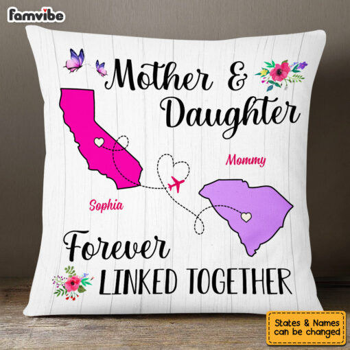 Personalized Long Distance Mom Forever Linked Pillow