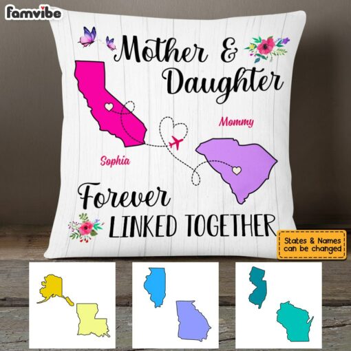 Personalized Long Distance Mom Forever Linked Pillow