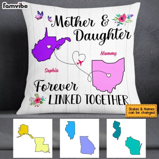 Personalized Long Distance Mom Forever Linked Pillow