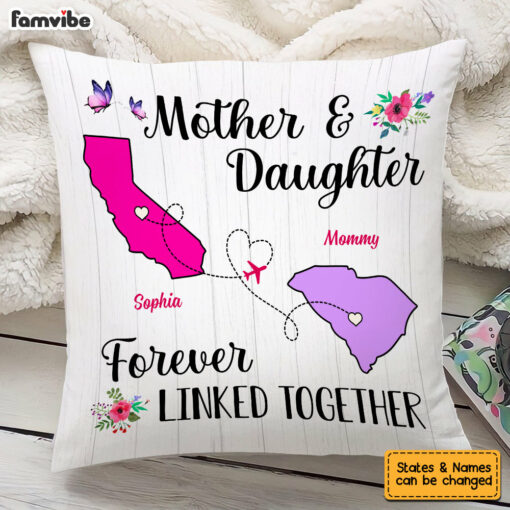 Personalized Long Distance Mom Forever Linked Pillow