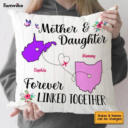 Personalized Long Distance Mom Forever Linked Pillow