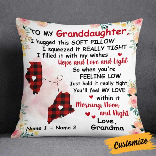 Personalized Long Distance Mom Grandma Daughter Granddaughter Pillow