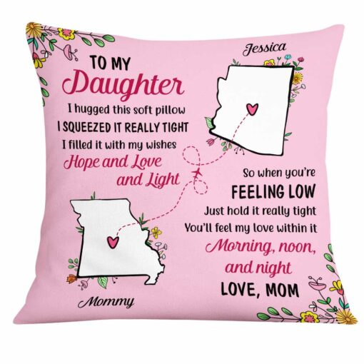 Personalized Long Distance Mother Daughter Pillow