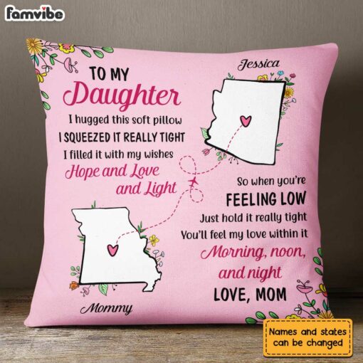 Personalized Long Distance Mother Daughter Pillow