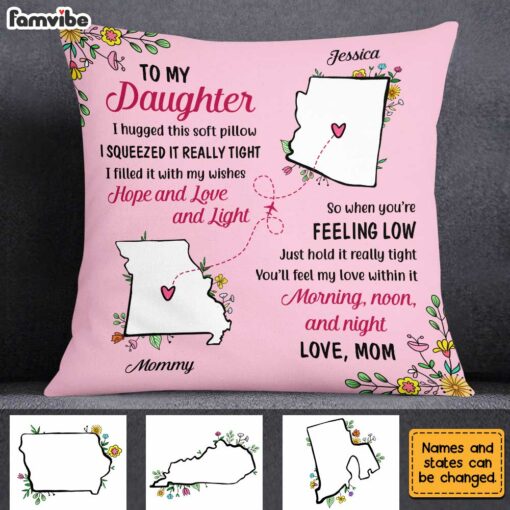 Personalized Long Distance Mother Daughter Pillow