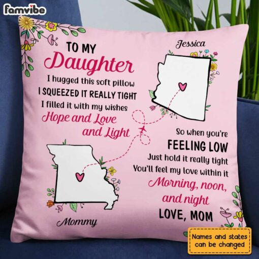 Personalized Long Distance Mother Daughter Pillow