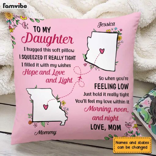 Personalized Long Distance Mother Daughter Pillow