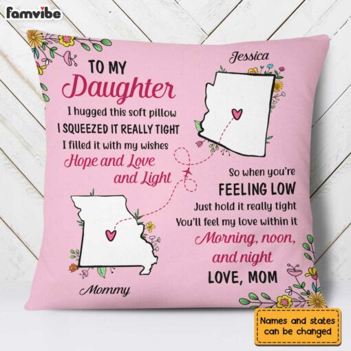 Personalized Long Distance Mother Daughter Pillow