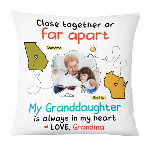 Personalized Long Distance Photo Granddaughter Pillow