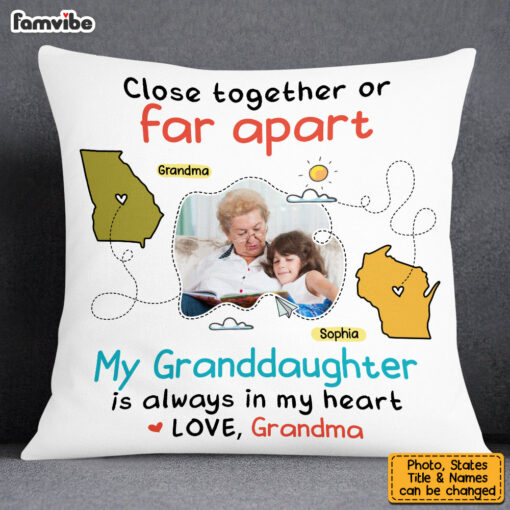 Personalized Long Distance Photo Granddaughter Pillow