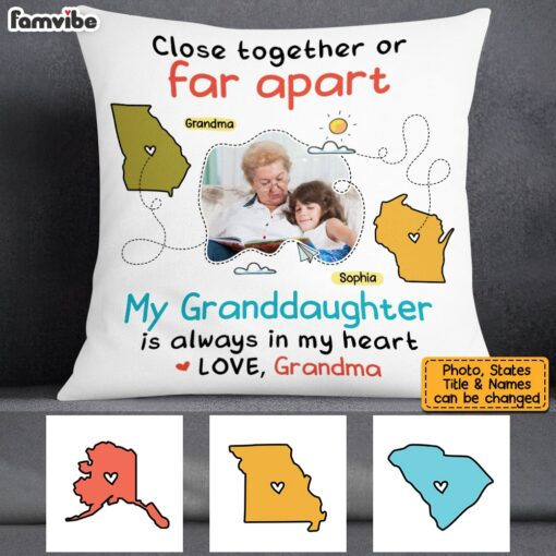 Personalized Long Distance Photo Granddaughter Pillow