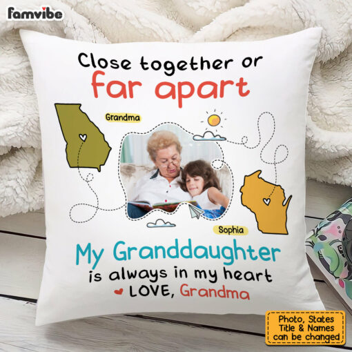 Personalized Long Distance Photo Granddaughter Pillow