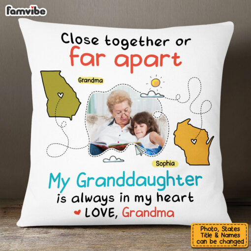 Personalized Long Distance Photo Granddaughter Pillow