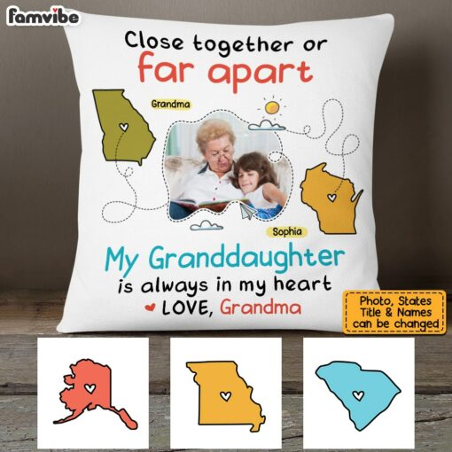 Personalized Long Distance Photo Granddaughter Pillow