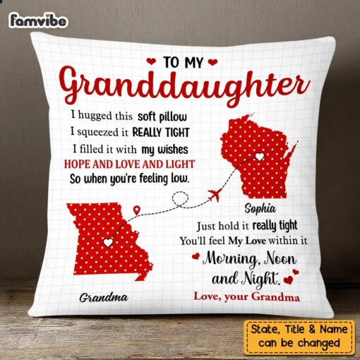 Personalized Long Distance Polka Dot Pillow