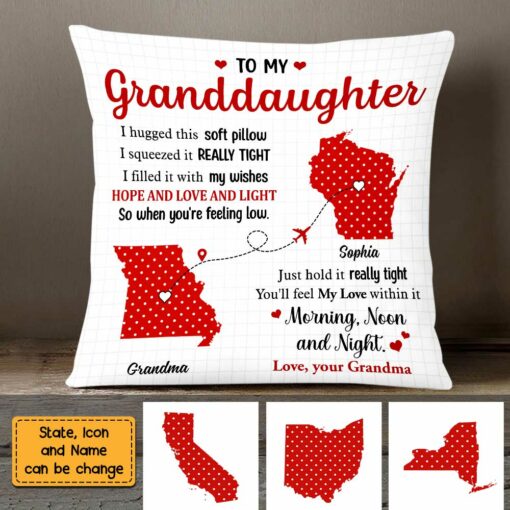 Personalized Long Distance Polka Dot Pillow