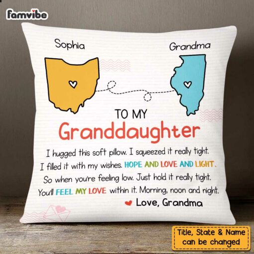 Personalized Long Distance Relationship Grandma Grandkids Cartoon Pillow