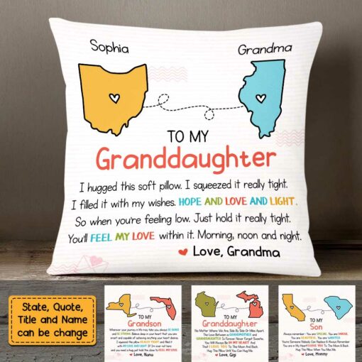 Personalized Long Distance Relationship Grandma Grandkids Cartoon Pillow