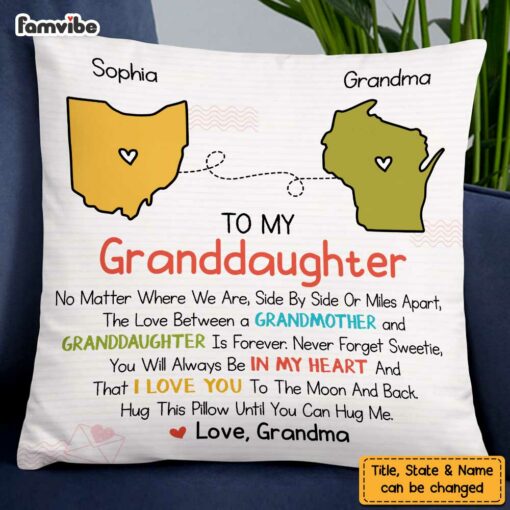 Personalized Long Distance Relationship Grandma Grandkids Cartoon Pillow