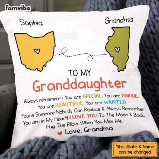 Personalized Long Distance Relationship Grandma Grandkids Cartoon Pillow