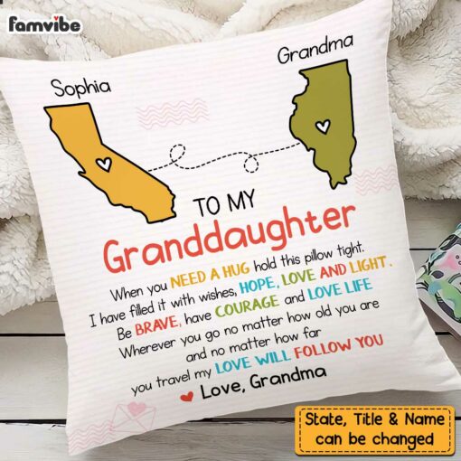 Personalized Long Distance Relationship Grandma Grandkids Cartoon Pillow