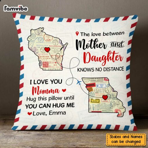 Personalized Long Distance Relationship The Love Between Mother & Daughter Pillow