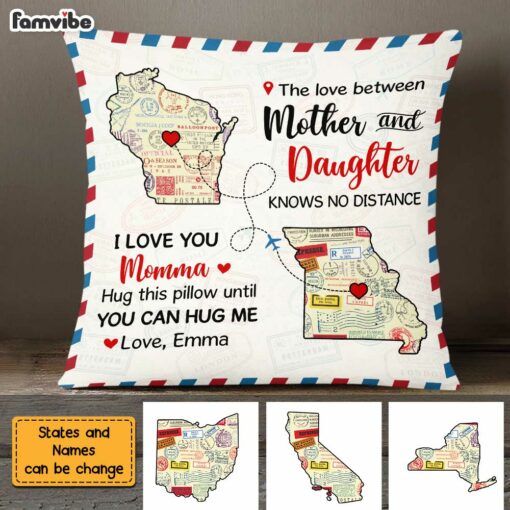 Personalized Long Distance Relationship The Love Between Mother & Daughter Pillow