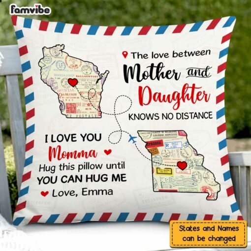 Personalized Long Distance Relationship The Love Between Mother & Daughter Pillow