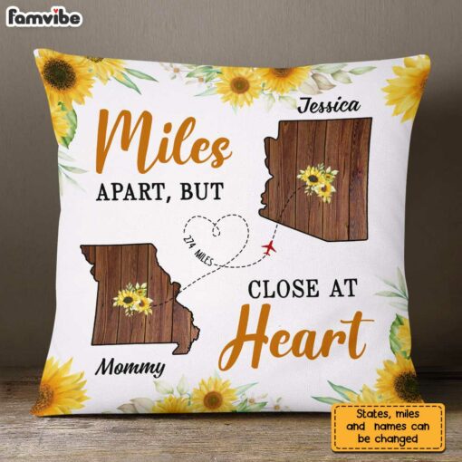 Personalized Long Distance Sunflower Pillow