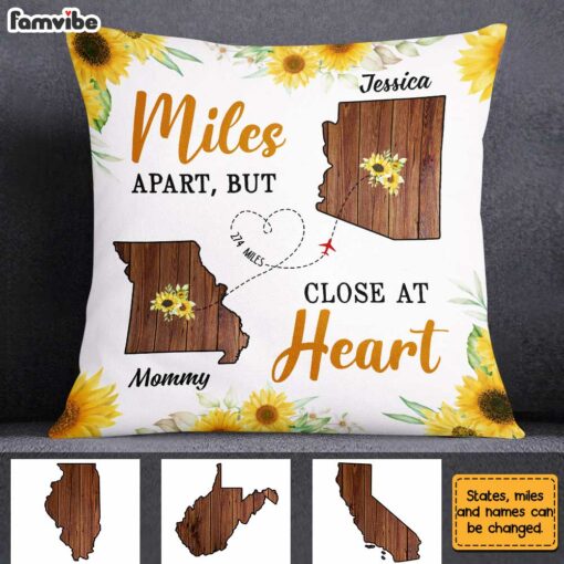 Personalized Long Distance Sunflower Pillow