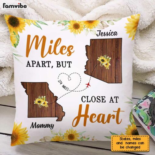 Personalized Long Distance Sunflower Pillow