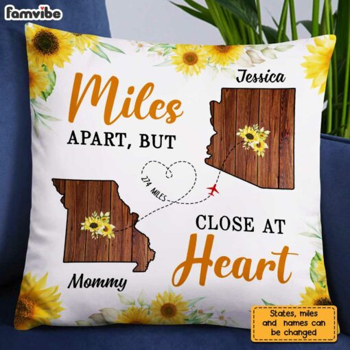 Personalized Long Distance Sunflower Pillow